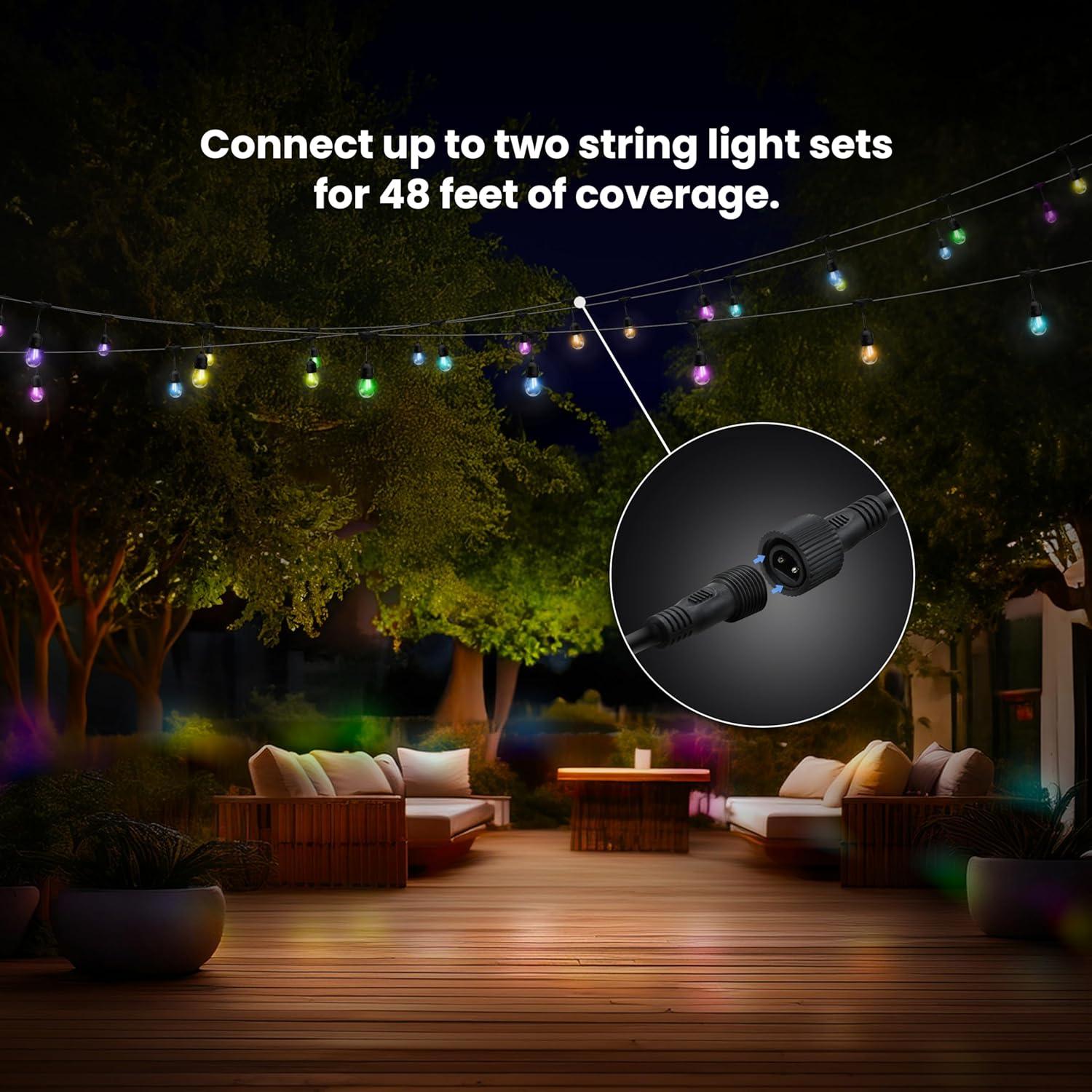 imageFeit Electric 24ft LED String Light Color Changing 3000K Bright White 15000Hour Lifetime HeavyDuty 182 Cord for Outdoor Use Only Linkable Remote Control Included SL2412RGBWWFIL