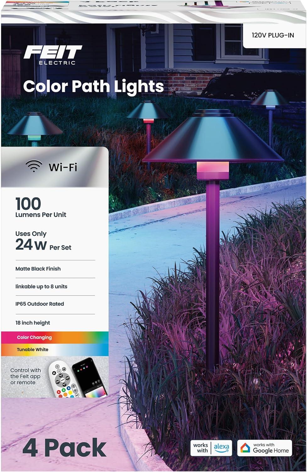imageFeit Electric 24ft Smart Outdoor String Light White Filament Color Changing AlexaGoogle Compatible 24Ghz WiFi Enabled HeavyDuty 182 Cord Linkable AppRemote Controlled SL2412RGBWWFILAGCone Path Lights