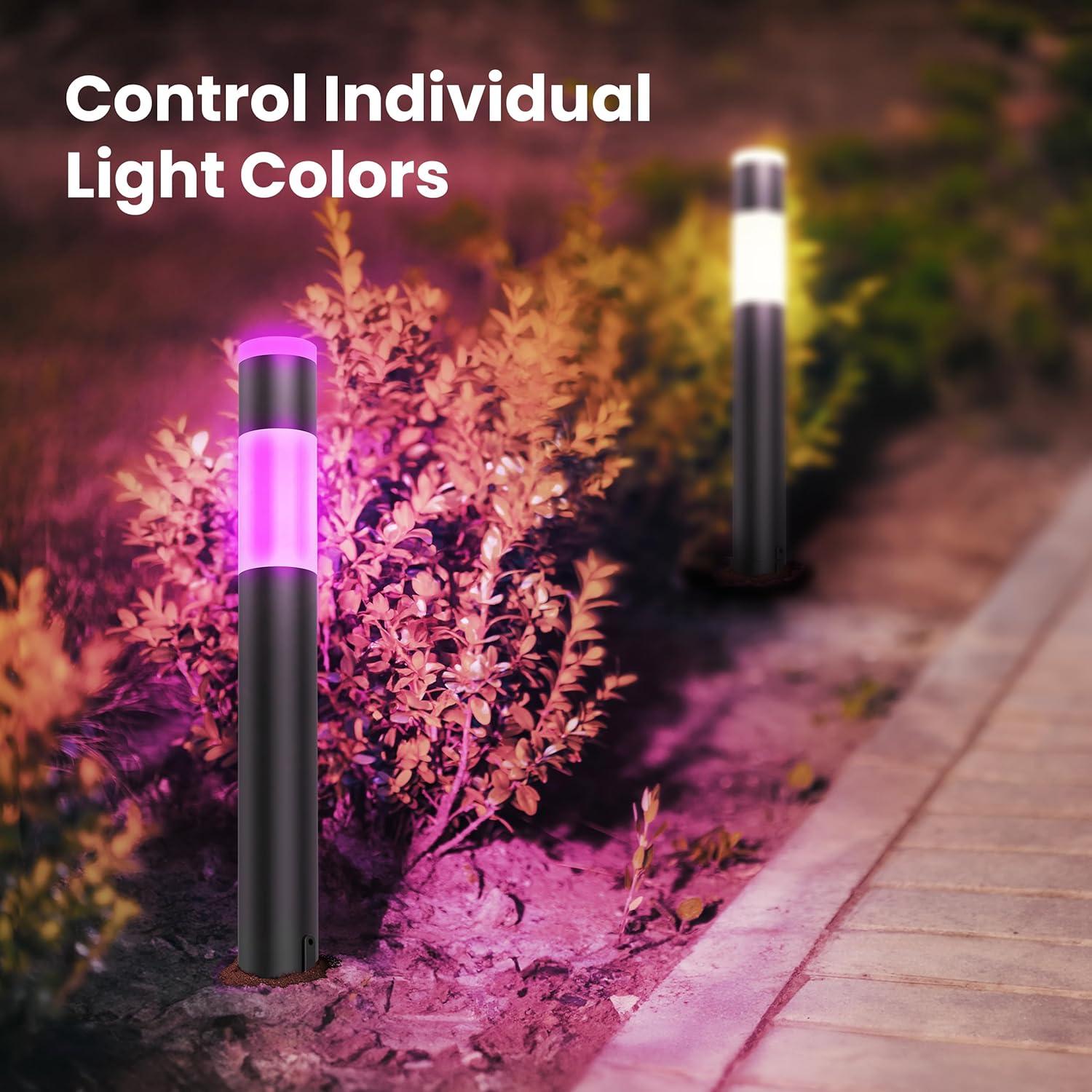 imageFeit Electric 24ft Smart Outdoor String Light White Filament Color Changing AlexaGoogle Compatible 24Ghz WiFi Enabled HeavyDuty 182 Cord Linkable AppRemote Controlled SL2412RGBWWFILAGBollard Path Lights