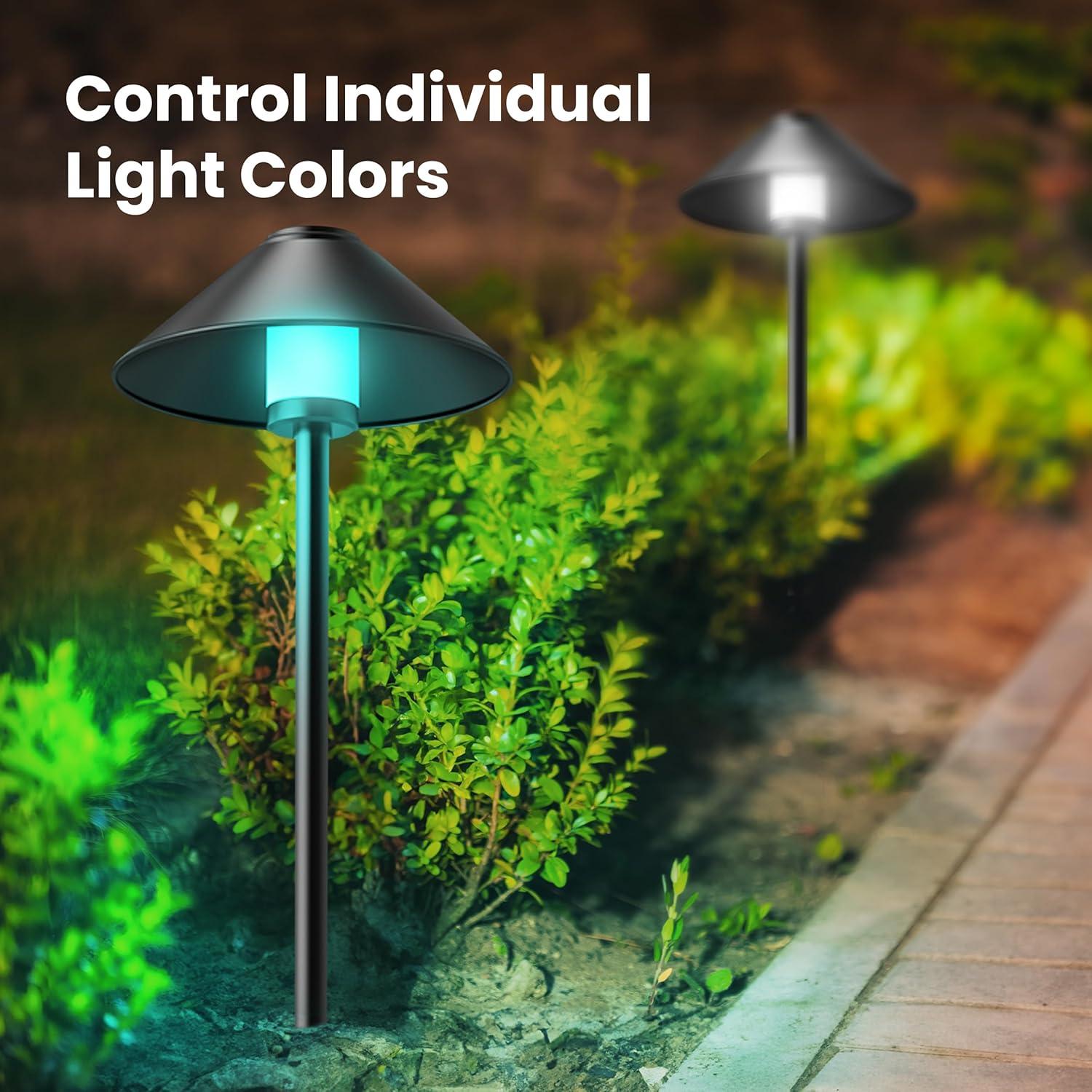 imageFeit Electric 24ft Smart Outdoor String Light White Filament Color Changing AlexaGoogle Compatible 24Ghz WiFi Enabled HeavyDuty 182 Cord Linkable AppRemote Controlled SL2412RGBWWFILAGCone Path Lights
