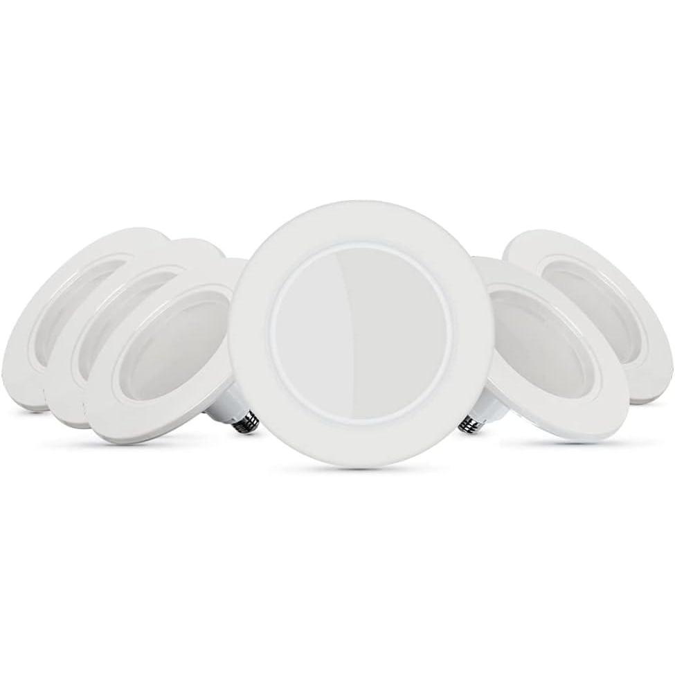 imageFeit Electric 56 inch InstaTRIM Adjustable Neck Recessed LED Downlight  2700K Soft White  Dimmable  PreMounted Trim  65W Equivalent  45 Year Life  850 Lumen  High CRI  6Pack