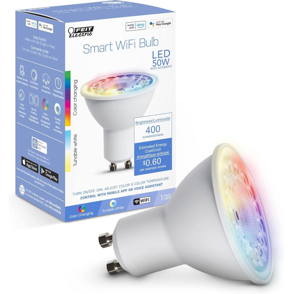 imageFeit Electric 60 Watt Equivalent Smart Filament Globe Bulb Spiral Filament WiFi Dimmable Works with Alexa and Google Assistant No Hub Required G30 Vanity LED Smart Light Bulb G3060RGBWFILAGWhite