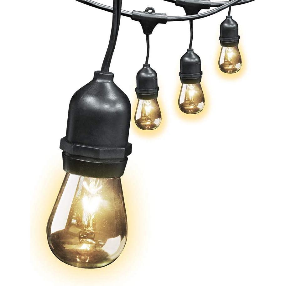 imageFeit Electric 72041 30 Foot HeavyDuty Weather Resistant Decorative Indoor and Outdoor 10 Sockets Incandescent String Lights 30 11W DimmableBlackAmber