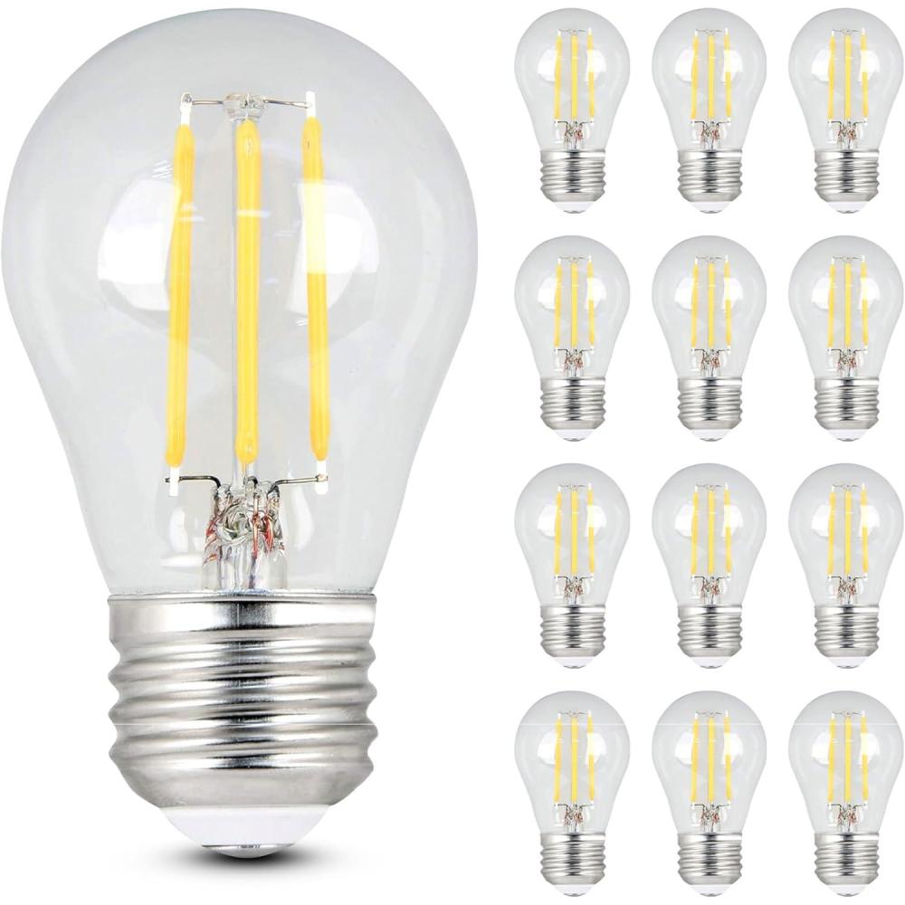 imageFeit Electric A15 LED Light Filament Bulb 40W Equivalent Dimmable E26 Base 2700K Soft White Clear Glass Vintage Edison Light Bulb for Home Office 13Year Lifetime BPA1540927CAFIL2RP6 12 Pack2700k Soft White