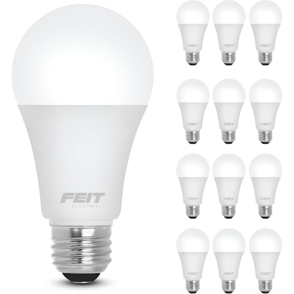imageFeit Electric A19 LED Light Bulb 100W Equivalent E26 Medium Base 1500 Lumens 5000K Daylight White General Purpose Light Bulbs 11000Hour Lifetime A160085010KLED26 12 Pack