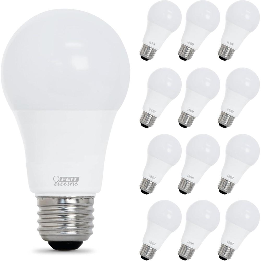 imageFeit Electric A19 LED Light Bulb 75W Equivalent Dimmable 1100 Lumens E26 Standard Base 3000K Bright White 90 CRI Standard Light Bulb Damp Rated 22Year Lifetime OM75DM930CA26 12 Pack5000k Daylight