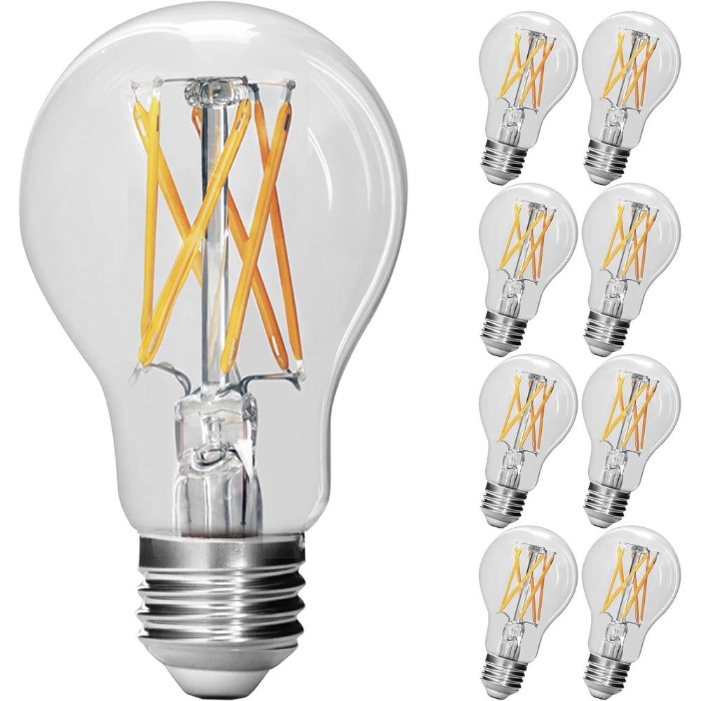 imageFeit Electric A19 LED Light Bulb 75W Equivalent Dimmable E26 Base 5000k Daylight 1100 Lumens Clear Glass Filament Light Bulbs 15000Hour Lifetime A1975CL950CAFIL24 8 PackDaylight White