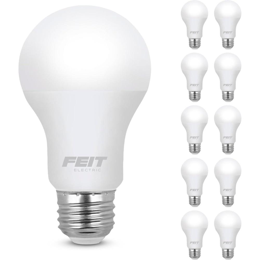 imageFeit Electric A19 LED Light Bulbs 60W Equivalent Non Dimmable 800 Lumens E26 Standard Base 5000k Daylight 80 CRI 10 Year Lifetime Energy Efficient 24 Pack A80085010KLEDMP243500k Neutral White