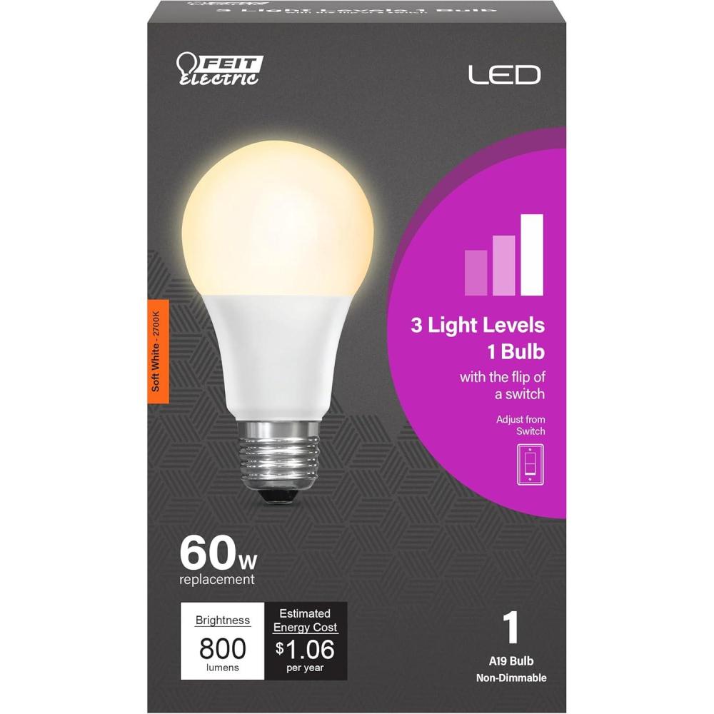 imageFeit Electric A19 LED Speaker Light Bulb 60W Equivalent Builtin Speaker IntelliBulb E26 Medium Base 750 Lumens 3000K Bright White  BTOM60830LEDI2700k Soft White