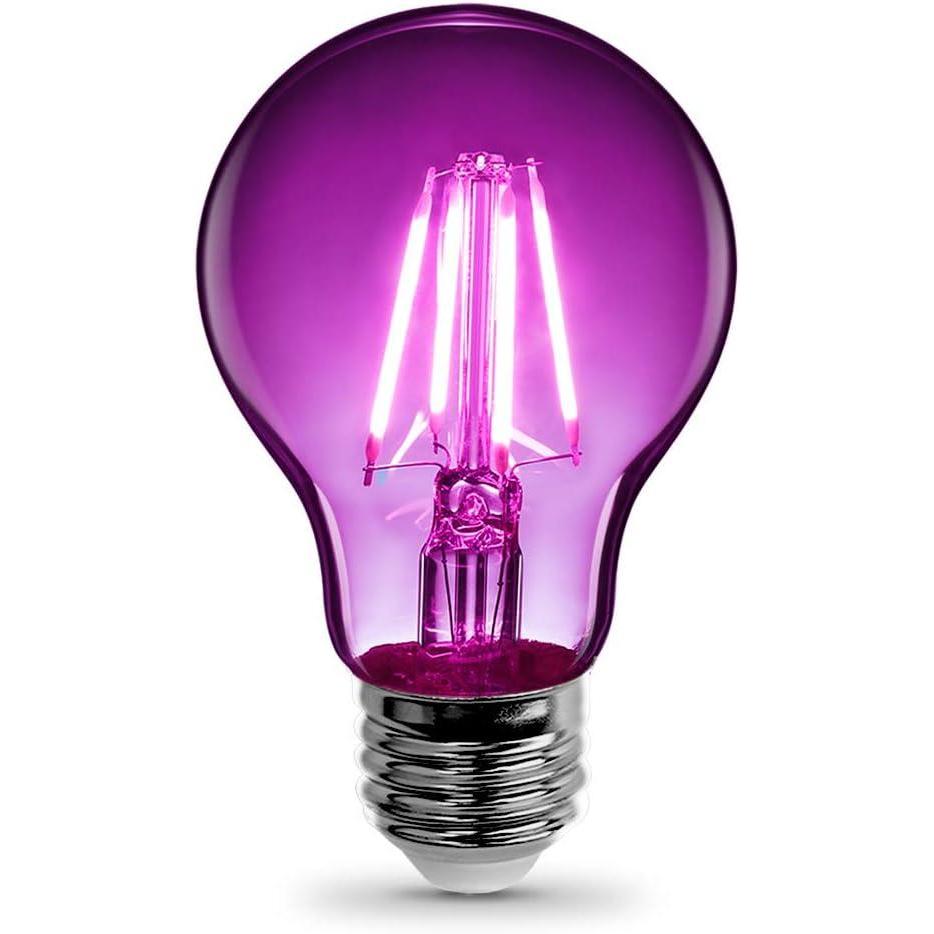 imageFeit Electric A19TRLED6 25W Equivalent Dimmable Clear Glass Filament Colored LED Light Bulbs Red 6Pack 24quot D x 4quot HPurple