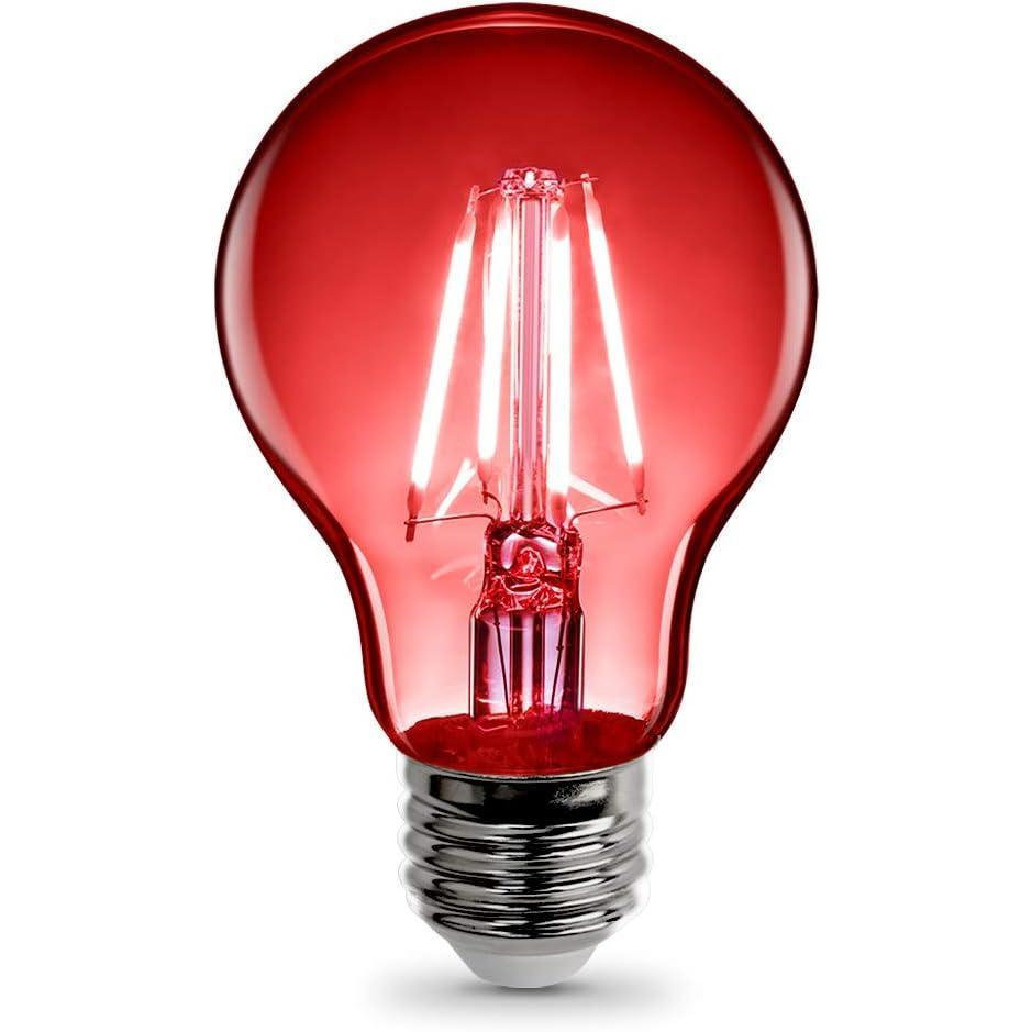 imageFeit Electric A19TRLED6 25W Equivalent Dimmable Clear Glass Filament Colored LED Light Bulbs Red 6Pack 24quot D x 4quot HRed