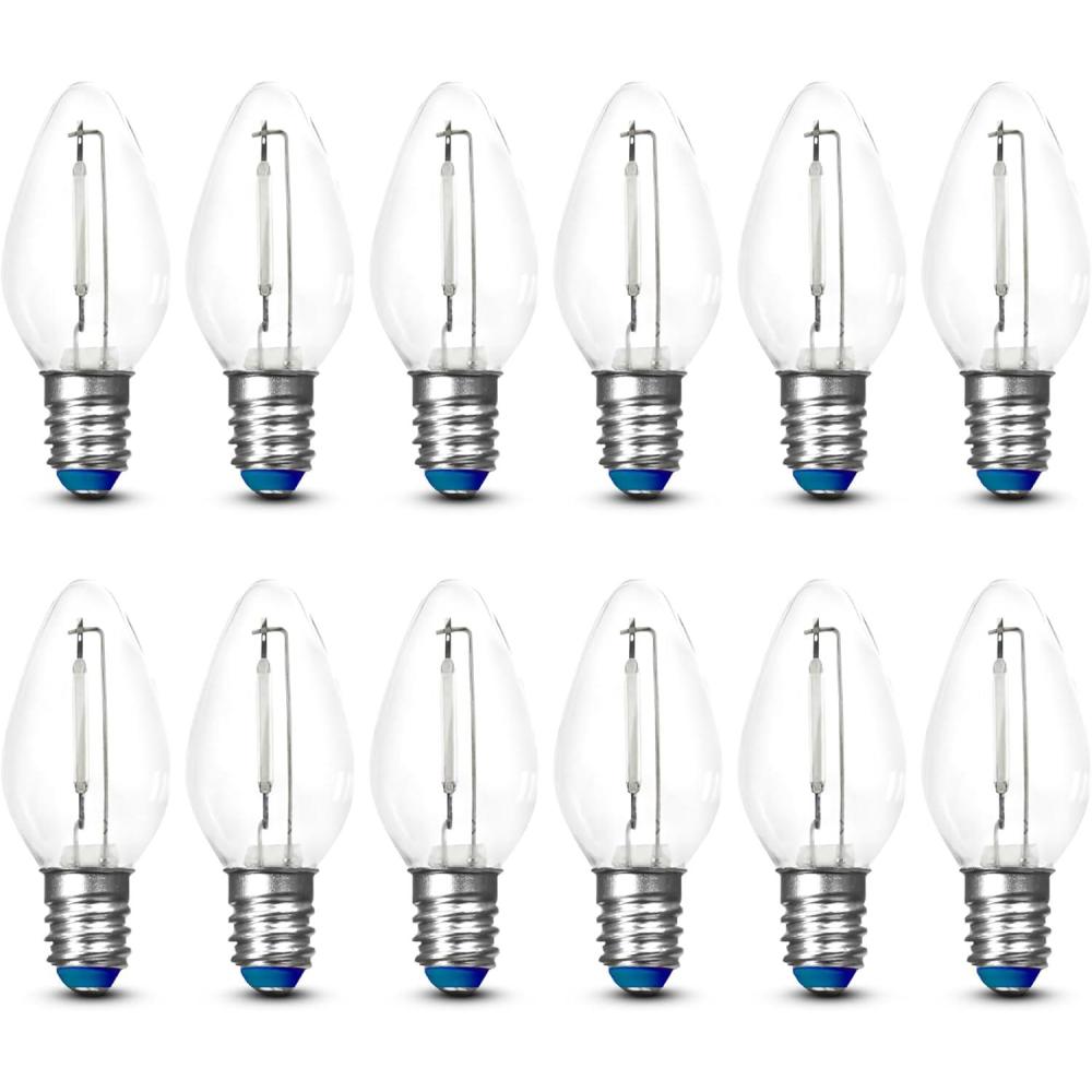 imageFeit Electric BPC7BLEDG226 7W Equivalent 05 Watt Candelabra Base Holiday Party Decorative LED C7 Light Bulb 215quot H x 1quot D Blue 12Blue