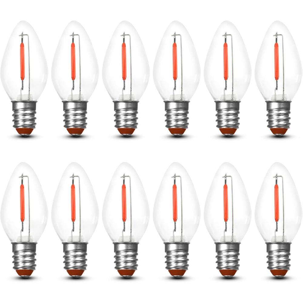 imageFeit Electric BPC7BLEDG226 7W Equivalent 05 Watt Candelabra Base Holiday Party Decorative LED C7 Light Bulb 215quot H x 1quot D Blue 12Red