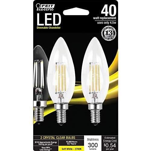 imageFeit Electric BPCTC40927CAFIL2RP 40W EQ DM Candelabra LED Light Bulb 2 Bulbs39 H x 13 W