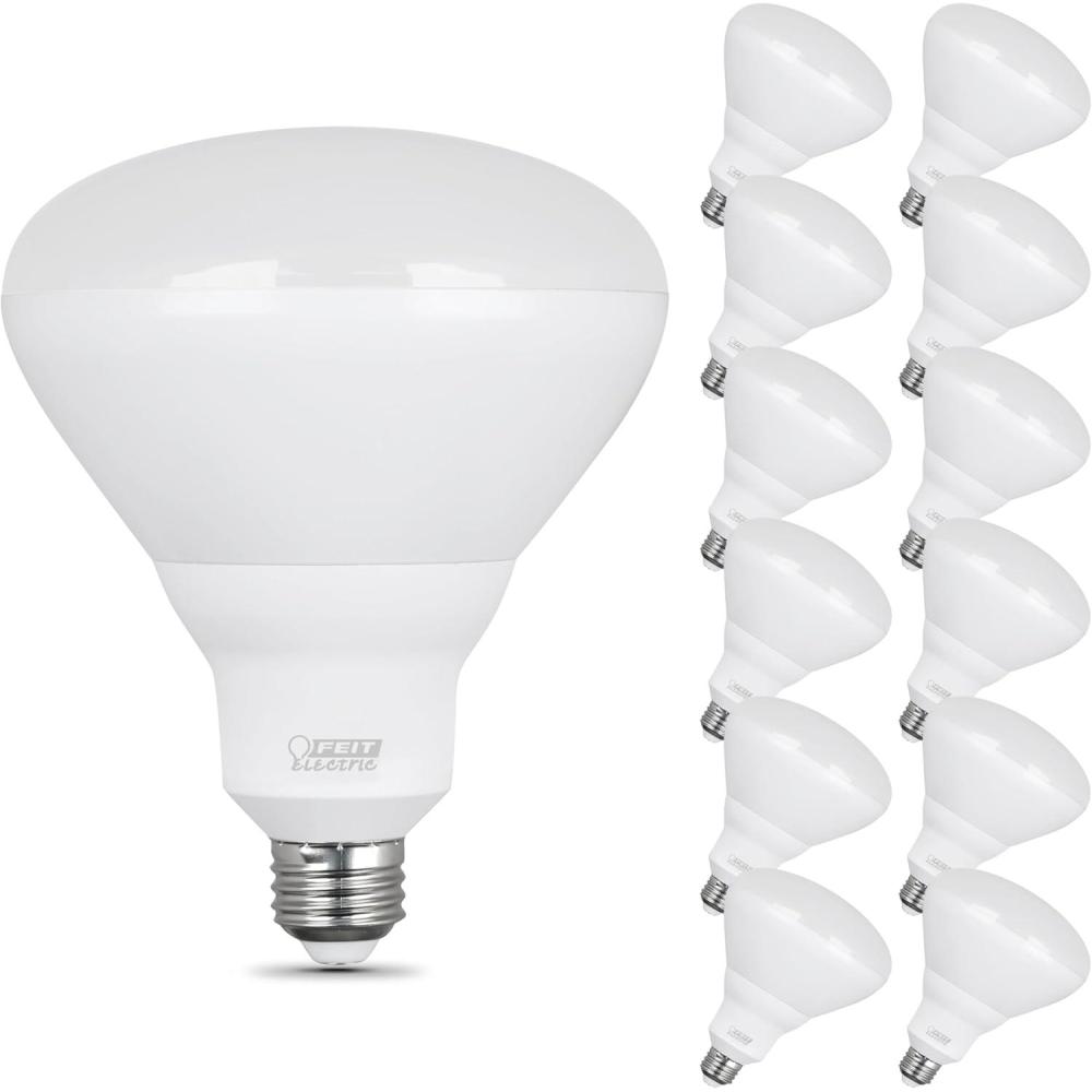 imageFeit Electric BR40 LED Light Bulbs 65W Equivalent Dimmable E26 Medium Base 850 Lumens 2700K Soft White 120V 90 CRI 228 Years Lifetime Frosted Bulbs Damp Rated 12 Pack BR40DM927CA262700k Soft White
