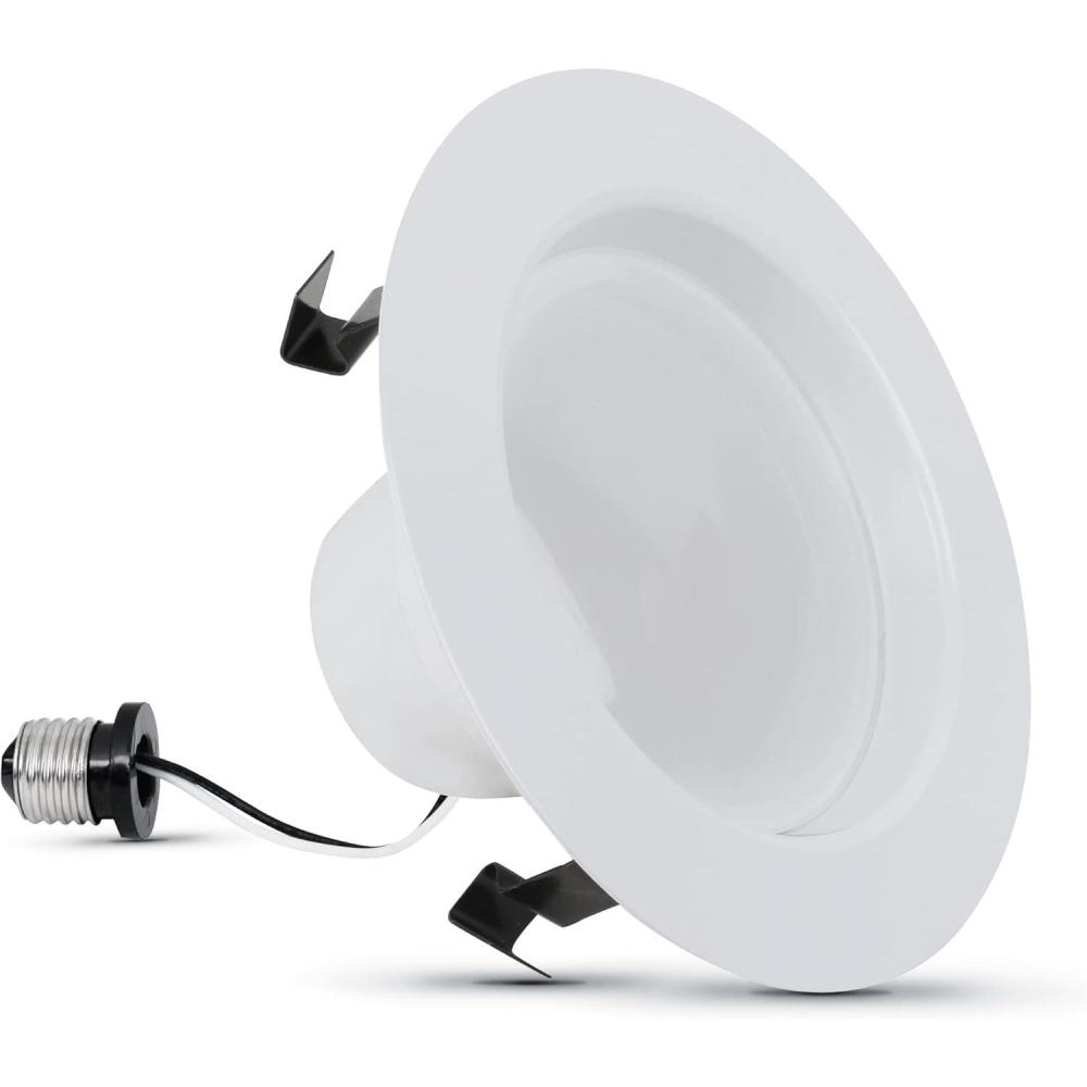 imageFeit Electric LED 4 Inch Recessed Lights Retrofit with E26 Adaptor High Output 75W Equivalent 1000 Lumens 4in Retrofit Downlights Dimmable 50000 Hours 5000 CCT 6 Pack LEDR4XHO950CA6Bright White