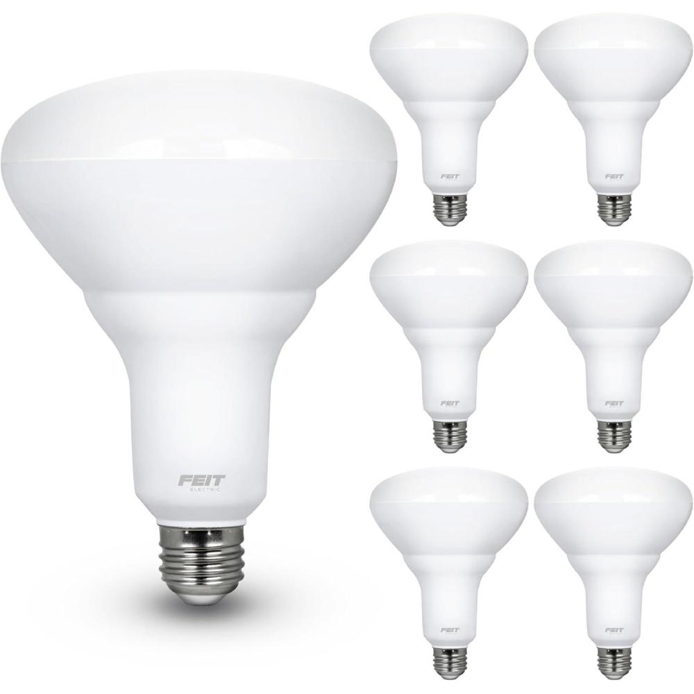 imageFeit Electric LED BR40 Bulbs Dimmable 65W Equivalent 10 Year Life 850 Lumens E26 Base 2700k Soft White Flood Lights Recessed Can Light Bulbs Damp Rated UL Listed 6 Pack BR40DM10KLED232700k Soft White