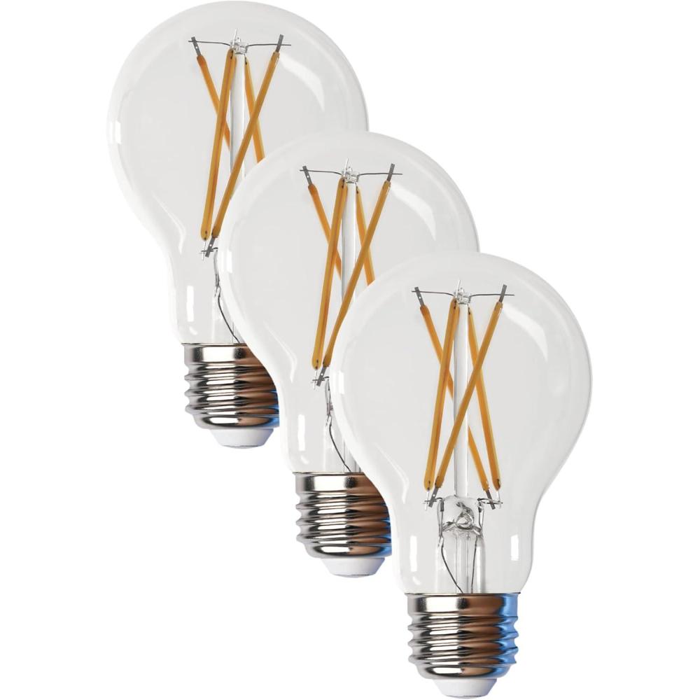 imageFeit Electric LED Builtin Dusk to Dawn Sensor Intellibulb  Clear Filament A19 with an E26 Medium Base Light Bulb  60W Equivalent  15 Year Life  800 Lumen  5000K DaylightA19 Pack of 3