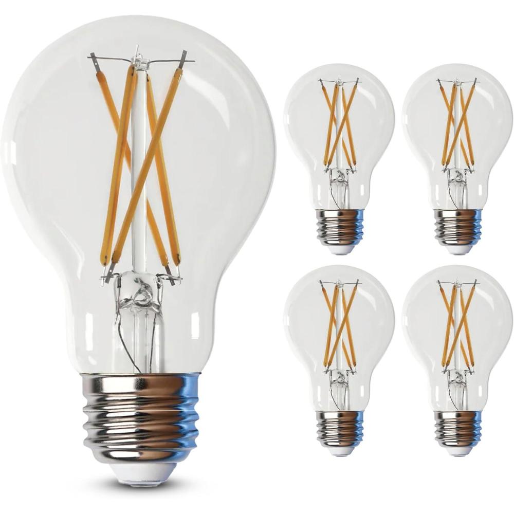 imageFeit Electric LED Clear A19 Medium Base Light Bulb  60W Equivalent  15 Year Life  810 Lumen  5000K Daylight  Dimmable  4Pack