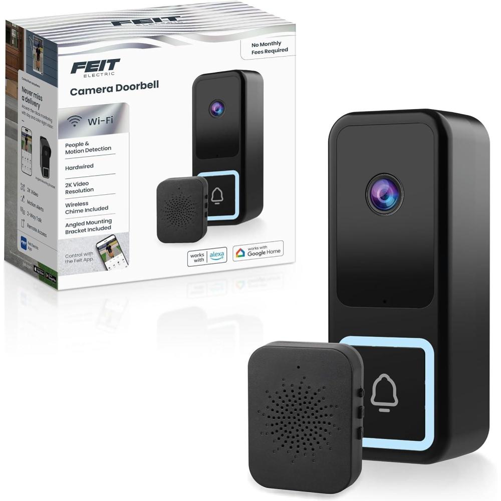 imageFeit Electric Smart Doorbell Camera Wired 2K HD Video Night Vision Motion Detection TwoWay Audio AlexaGoogle Assistant Compatible App Control Wireless Chime Included CAMDoorWiFiG2SMART DOORBELL CAMERA