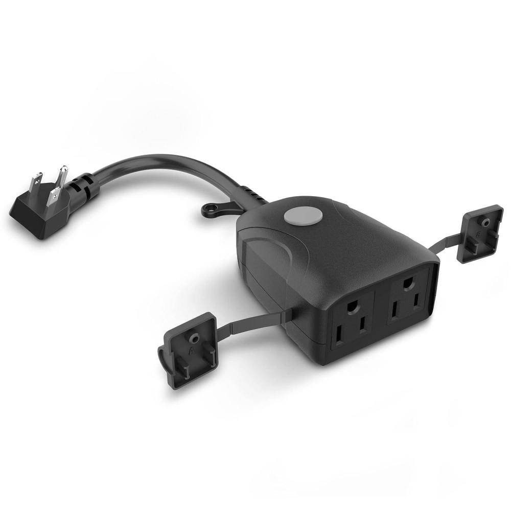 imageFeit Electric Smart Outdoor Plug WiFi Waterproof Plug 2 Grounded Sockets Works with Alexa and Google Assistant App Controlled 15 Amp IndoorOutdoor 2 Outlet Plug Black PlugWiFiWPBLACK