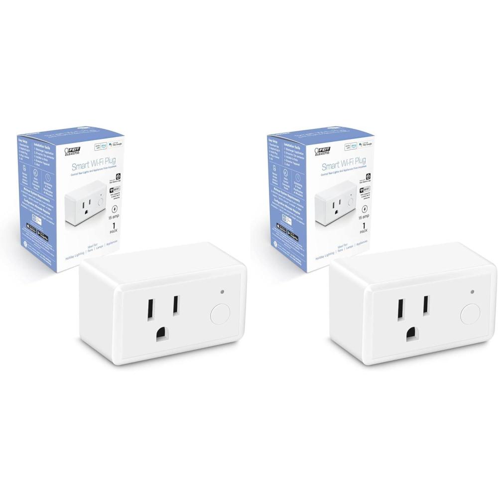 imageFeit Electric Smart Plug WiFi Plug Compatible with Alexa and Google Home Indoor Plug No Hub Required 24Ghz Network Remote Control from Anywhere 15 AMP Smart Outlet Plug White Pack of 21 Count Pack of 2