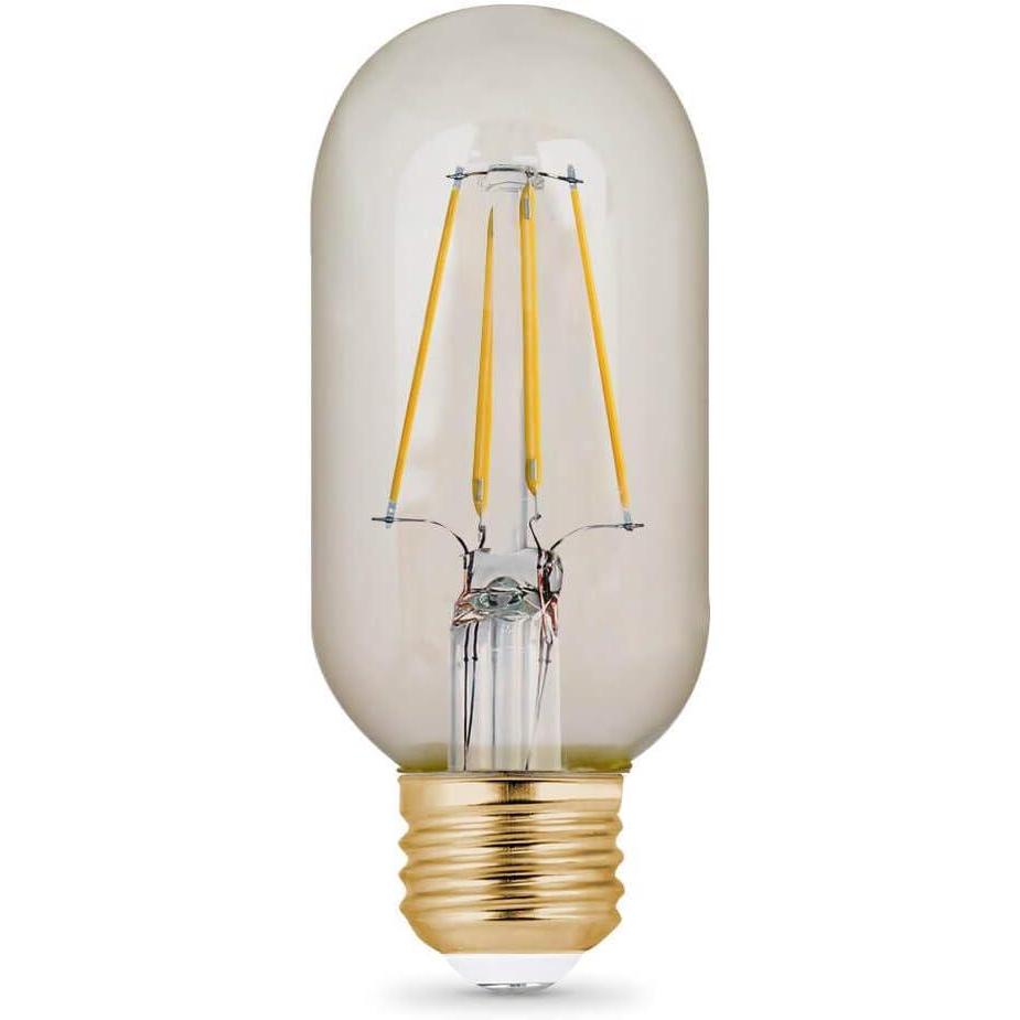 imageFeit Electric Vintage Exposed Filament Amber Glass LED T14 with a Medium E26 Base Light Bulb  40W Equivalent  10 Year Life  300 Lumen  2100K Soft White  Dimmable  Original Vintage1 Count Pack of 1