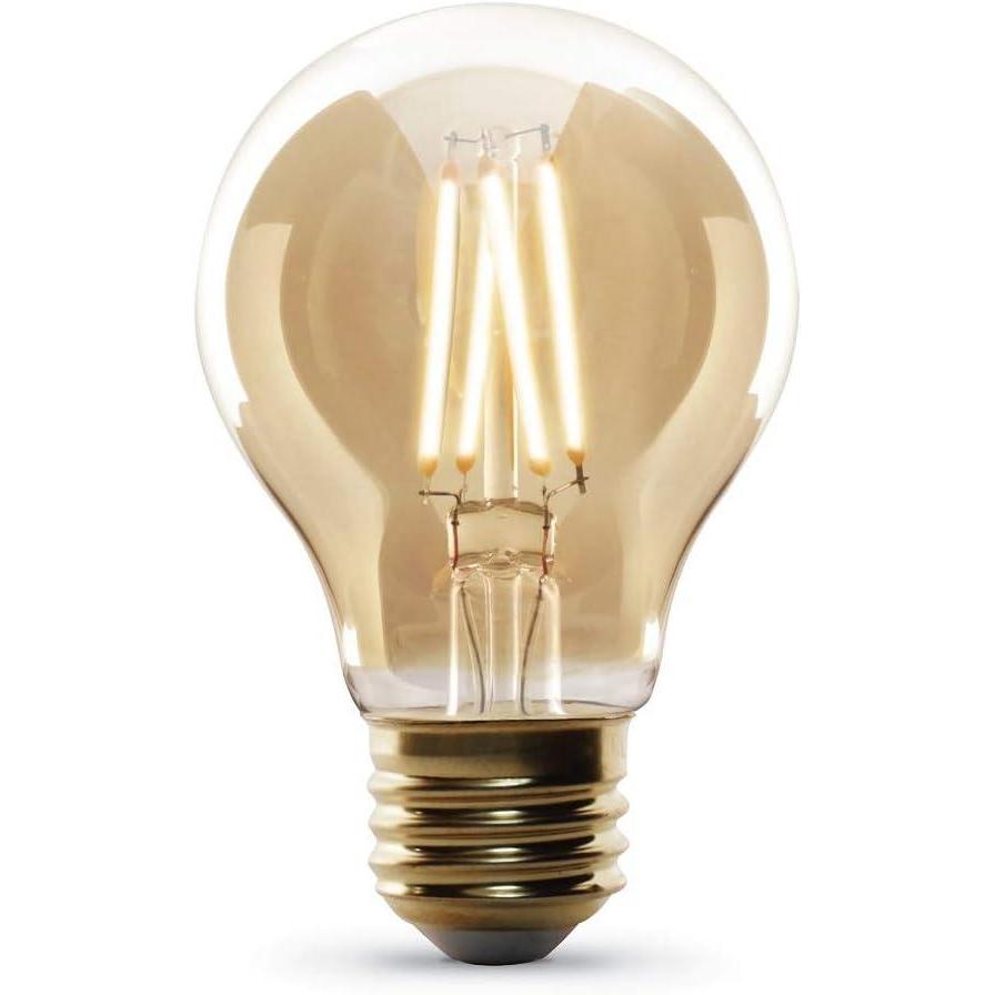 imageFeit Electric Vintage Exposed Filament Smoke Glass LED AT19 with a Medium E26 Base Light Bulb  60W Equivalent  10 Year Life  300 Lumen  5000K Daylight  Dimmable  Original VintageAmber
