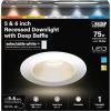 Feit Electric 4 inch Canless Recessed LED Downlight, 50W Equivalent, Dimmable, Deep Baffle Trim with E26 Adapter, 5CCT Color Select, 700 Lumens, 90 CRI, 50,000-Hour Lifetime, LEDR4DB/6WYCA(White)
