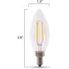 Feit Electric 60W Equivalent Candelabra LED Light Bulb, Dimmable, E12 Base, 2700K Soft White, B10 Filament Torpedo Tip Decorative Lighting Bulbs, 13-Year Lifetime, CTC60/927CA/FIL/6, 6-Pack(5000k Daylight)