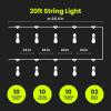 Feit Electric 72041 30 Foot Heavy-Duty Weather Resistant Decorative Indoor and Outdoor 10 Sockets Incandescent String Lights, 30′, 11W, Dimmable,Black(White)