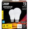 Feit Electric A19 LED Light Bulb, 75W Equivalent, Dimmable, 1100 Lumens, E26 Standard Base, 3000K Bright White, 90 CRI, Standard Light Bulb, Damp Rated, 22-Year Lifetime, OM75DM/930CA/2/6, 12 Pack(3000k Bright White)