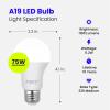 Feit Electric A19 LED Light Bulbs, 60W Equivalent, Non Dimmable, 800 Lumens, E26 Standard Base, 5000k Daylight, 80 CRI, 10 Year Lifetime, Energy Efficient, 24 Pack, A800850/10KLED/MP/24(2700k Soft White)