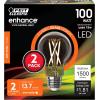 Feit Electric A19 LED Light Filament Bulb, 100W Equivalent, Dimmable, E26 Base, 5000K Daylight, Vintage Edison Clear Glass Light Bulb for Home, Office, 13-Year Lifetime, A100CL950CA/FIL/2/4, 8 Pack(Soft White)