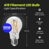 Feit Electric A19 LED Light Filament Bulb, 100W Equivalent, Dimmable, E26 Base, 5000K Daylight, Vintage Edison Clear Glass Light Bulb for Home, Office, 13-Year Lifetime, A100CL950CA/FIL/2/4, 8 Pack(Daylight White)