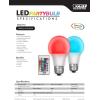 Feit Electric A19 LED Party Light Bulbs, Color Changing, Remote Control, 5 Watts, E26 Standard Base, 80 CRI, 120V, 13 Years Lifetime, Damp Rated LED Bulbs, 2 Pack, A19/RF/PARTYLED/2