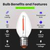 Feit Electric BPC7/B/LEDG2/2/6 7W Equivalent 0.5 Watt Candelabra Base Holiday Party Decorative LED C7 Light Bulb, 2.15″ H x 1″ D, Blue, 12(Red)