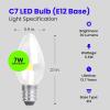 Feit Electric BPC7/LED 0.6 Watt Non Dimmable C7 Candelabra Base, Clear, LED Night Light Bulb, 2-Bulb, 4000K Cool White(Clear)