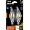 Feit Electric BPCFC25/927CA/FIL/2 25W EQ DM LED Candelabra Light Bulb, 2 Bulbs