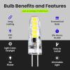 Feit Electric G4 LED Bulb, Dimmable, 20W Equivalent, 12V, 3000K Warm White, 170 Lumens, 10,000 Hours, Halogen Bulb Replacement Capsule, BP20G4/830/LED/6, 6-Pack(Charcoal)
