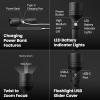 Feit Electric LED Long Range Flashlight, 600 Lumens, 3 Light Modes, 1/4 Mile Zoom, Rechargeable, Waterproof, and Weather-Resistant for Outdoor Adventures and Emergency Kits, FLR600/LT/FLEX(2000 Lumens)