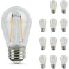 Feit Electric S14 LED Filament Light Bulbs, High Output, 2200K Warm White, 140 Lumens, String Light Replacement Bulbs, 15,000-Hour Lifespan, Clear Durable Housing, S14HO/822/FIL/12, 12 Pack