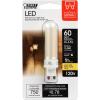 Feit Electric T4 LED Bulb G9 Base, Dimmable, 60W Equivalent, 3000K Warm White, 120V, 740 Lumens, 10,000 Hour Lifetime, Vanity Light Bulbs, BP60G9/830/LED