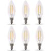 Feit Electric 60W Equivalent Candelabra LED Light Bulb, Dimmable, E12 Base, 2700K Soft White, B10 Filament Torpedo Tip Decorative Lighting Bulbs, 13-Year Lifetime, CTC60/927CA/FIL/6, 6-Pack(2700k Soft White)