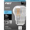 Feit Electric A19 LED Light Bulb, 75W Equivalent, 1100 Lumens, 5000K Daylight, Dimmable, Clear Glass, E26 Base, 12W, General Purpose LED Light Bulbs, 17,000-Hour Lifespan, A1975CL950CA/FIL4/GB, 4 Pack(5000k Daylight)