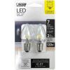 Feit Electric BPC7/LED 0.6 Watt Non Dimmable C7 Candelabra Base, Clear, LED Night Light Bulb, 2-Bulb, 4000K Cool White(Clear)