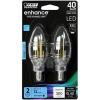 Feit Electric BPCTC40950CAFIL/2/RP 40W EQ DM Candelabra LED Light Bulb, 2 Bulbs(3.9″ H x 1.3″ W)