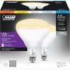 Feit Electric BR40 LED Light Bulb, 100W Equivalent, Dimmable, 1400 Lumens, 5-Color Adjustable White, 90+ CRI, General Purpose Flood & Track Lighting, 25,000-Hour Lifetime, BR40100DM/6WYCA/2, 2 Pack(BR40)