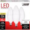 Feit Electric CTF40/10KLED/3 Non-Dimmable Led Bulb, 40 W, 120 Vac, 300 Lumens, 3000 K, CRI >80, 4 in L, 3.9″ H x 1.4″ D, Warm White, 3 Piece