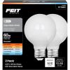 Feit Electric Enhance LED G25 Glass Filament Globe Bulb, 5CCT Adjustable White (Soft to Daylight), Dimmable, 90+ CRI, 60W Equivalent, Decorative Light for Vanity & Pendant, G2560W/5CCTCAFIL/2, 2 Pack